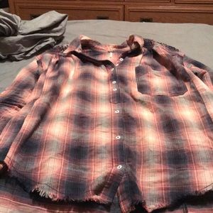 Free People studded flannel